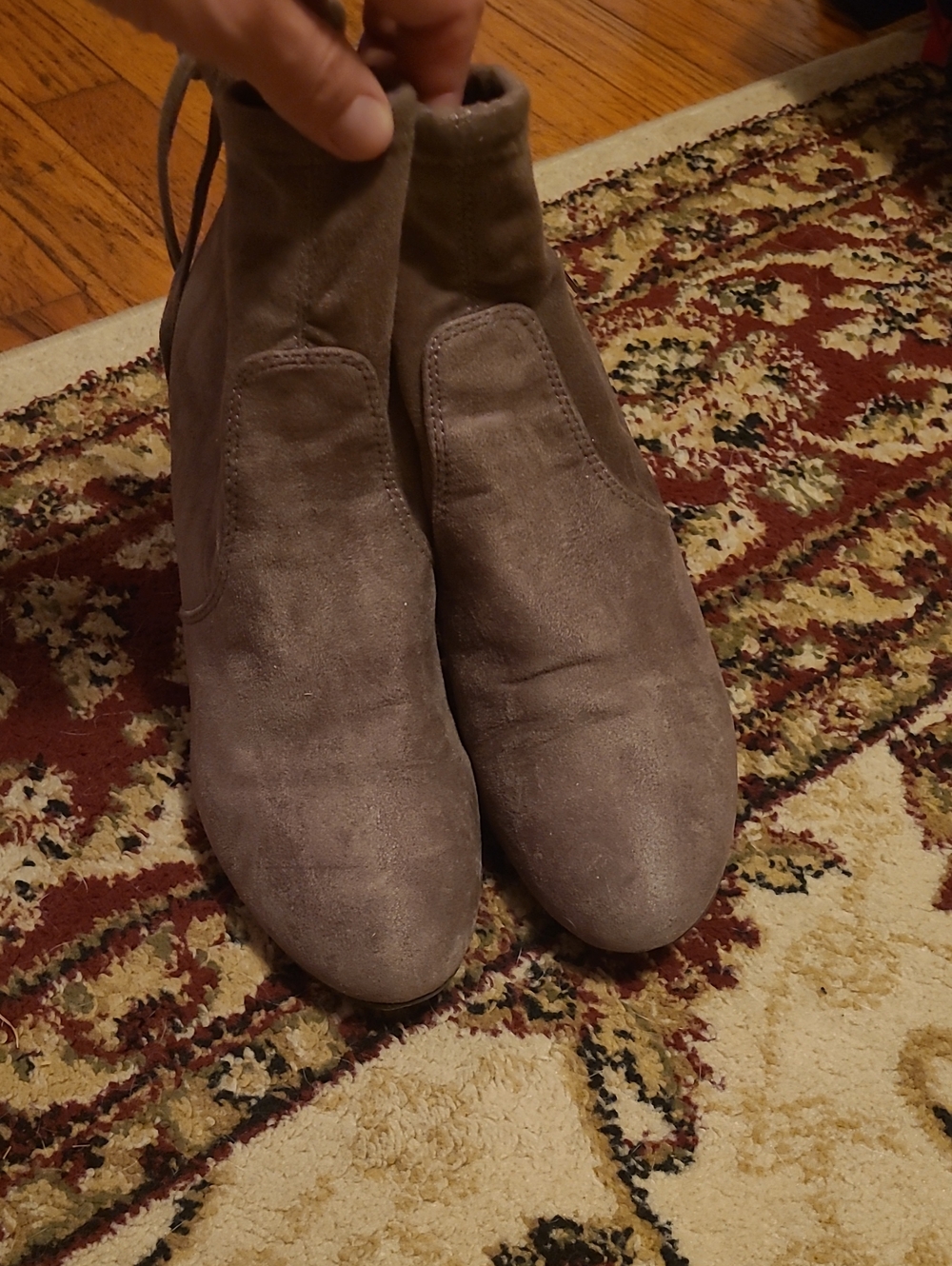 new directions Taupe Suede Ankle Booties